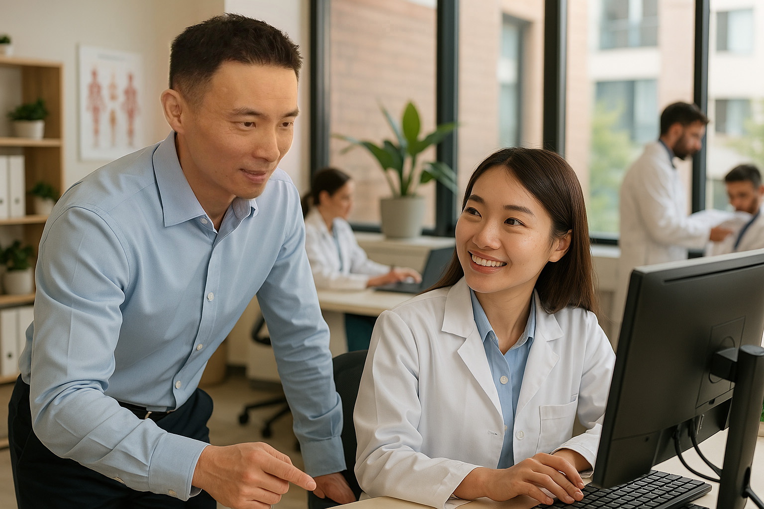 My poor attempts at photoshopping myself into an AI generated medical office.